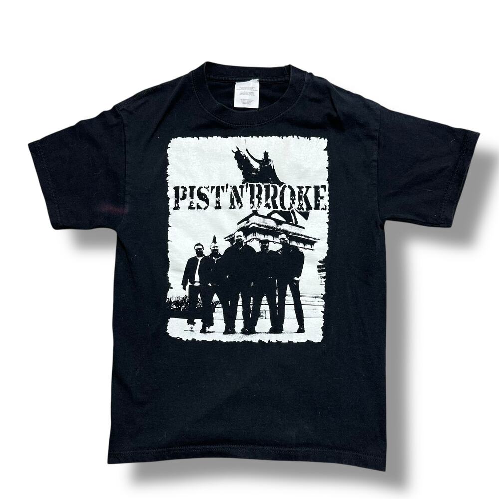 Vintage y2k Pist N’ Broke Punk Band Tee Shirt Black Graphic Tee Oi! Detroit S